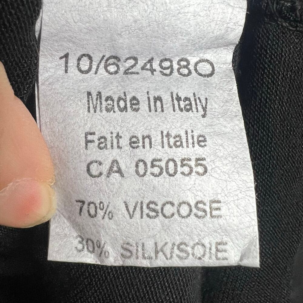 M Made in Italy Ruffle Sleeve Scoop Neckline Blouse Silk Blend Black Size Small - Picture 11 of 13
